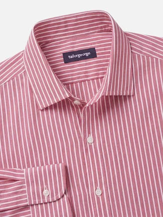 Chemise en popeline à rayures rouges